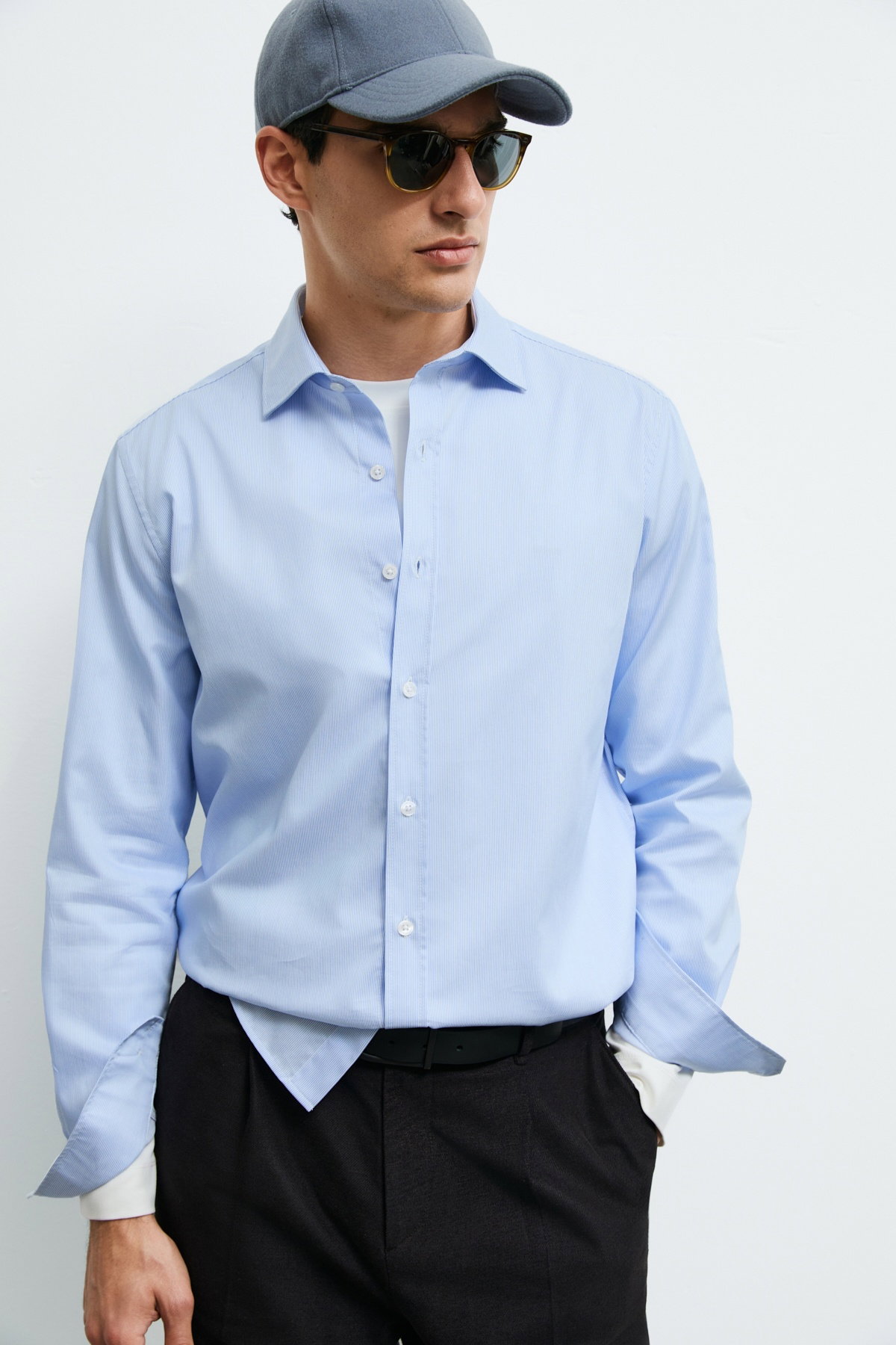 Lufian Erkek Zen Basic Regular Fit Gömlek Açık Mavi - 3
