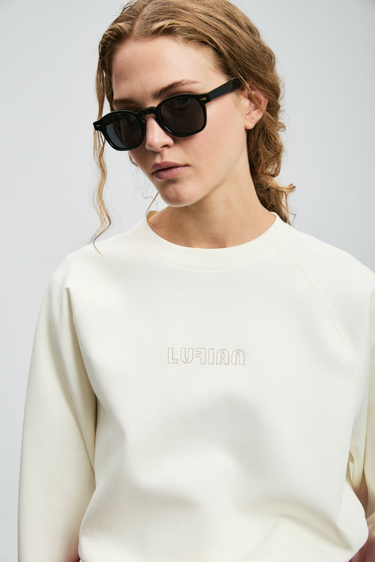 Lufian Kadın Alıce Örme Sweatshırt 122030016 Kırık Beyaz - 2