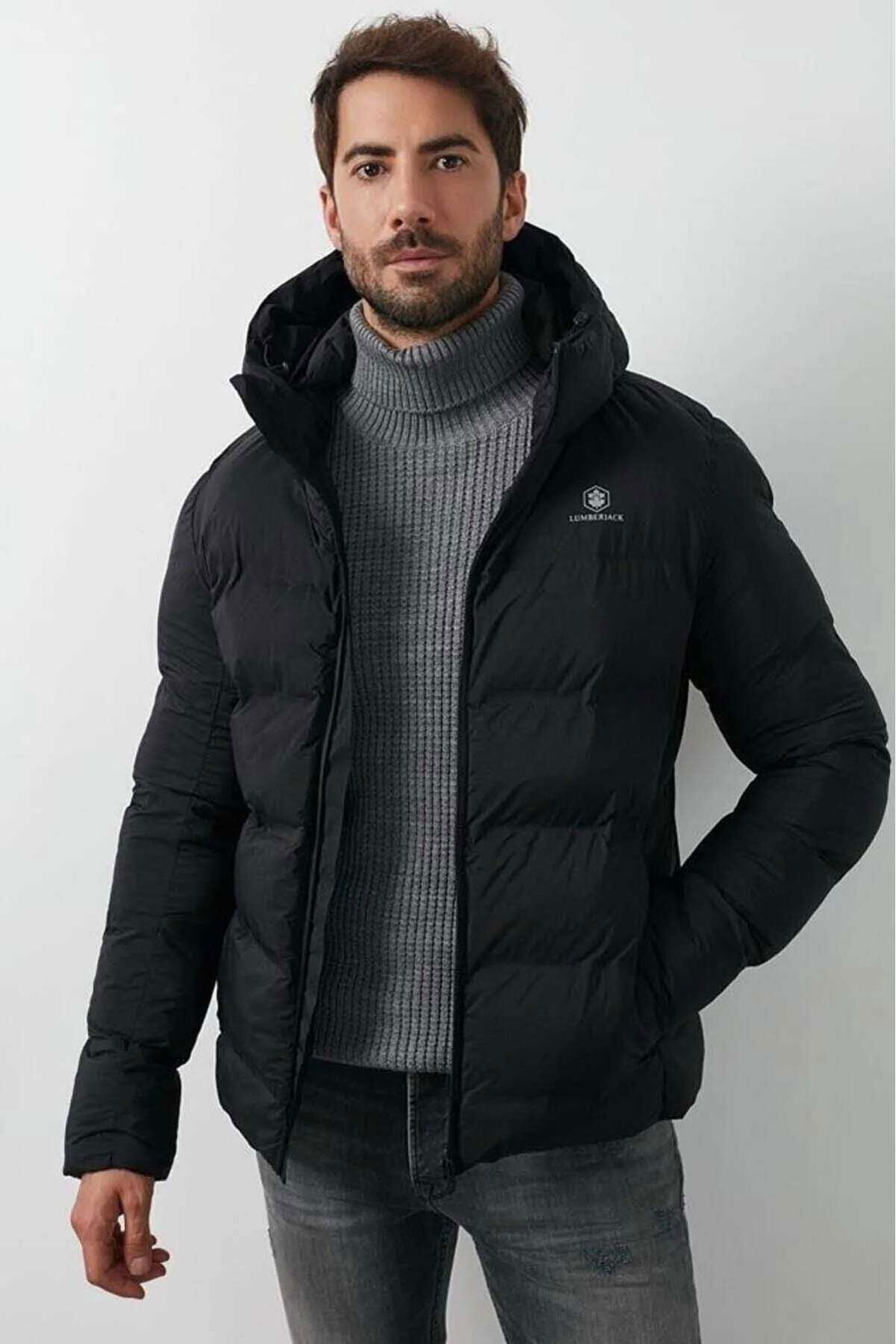 Lumberjack Erkek Kapüşonlu Arma Detaylı Şişme Mont NOLAN COAT Siyah - 2