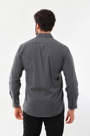 Marisso Erkek Cep Detaylı Uzun Kol %100 Pamuk Gömlek 019NS Füme - 4