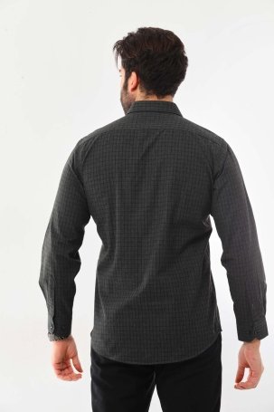 Marisso Erkek Cep Detaylı Uzun Kol %100 Pamuk Gömlek 019NS Koyu Yeşil - 4