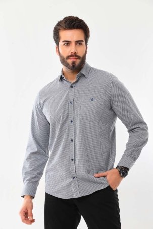 Marisso Erkek Cep Detaylı Uzun Kol %100 Pamuk Gömlek 19ASM Lacivert 