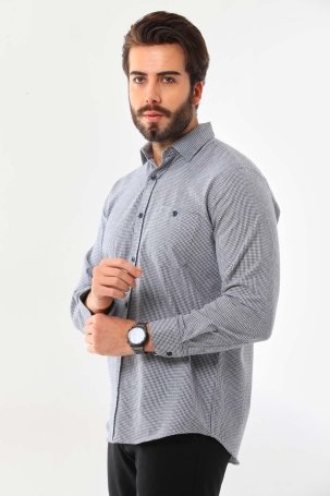 Marisso Erkek Cep Detaylı Uzun Kol %100 Pamuk Gömlek 19ASM Lacivert - 3