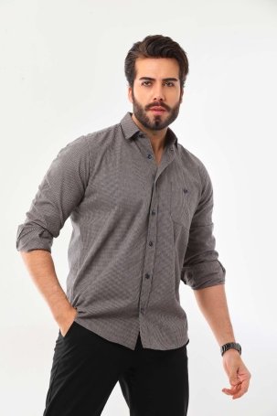 Marisso Erkek Cep Detaylı Uzun Kol %100 Pamuk Gömlek 19ASM Vizon 