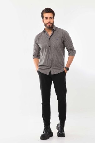 Marisso Erkek Cep Detaylı Uzun Kol %100 Pamuk Gömlek 19ASM Vizon - 2