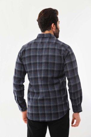 Marisso Erkek Tek Cep Detaylı Uzun Kol %100 Pamuk Gömlek 019SC Lacivert - 4