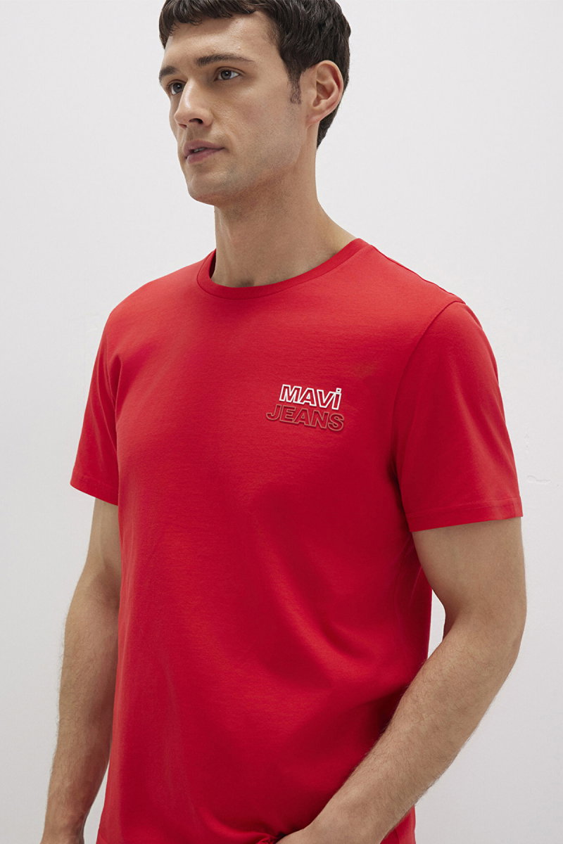 Mavi Erkek Baskılı Kısa Kollu T-Shirt M066841 Kırmızı - Mavi