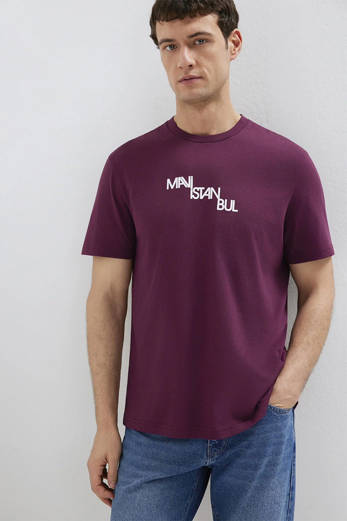 Mavi Erkek Baskılı T-Shirt M0612274 Koyu Şarap - 2