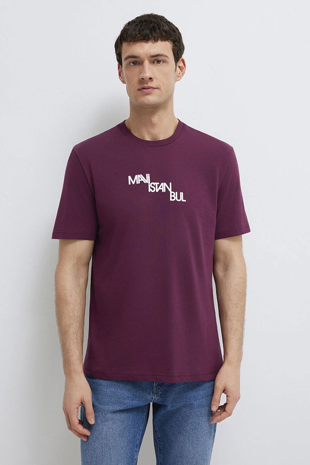 Mavi Erkek Baskılı T-Shirt M0612274 Koyu Şarap - 4