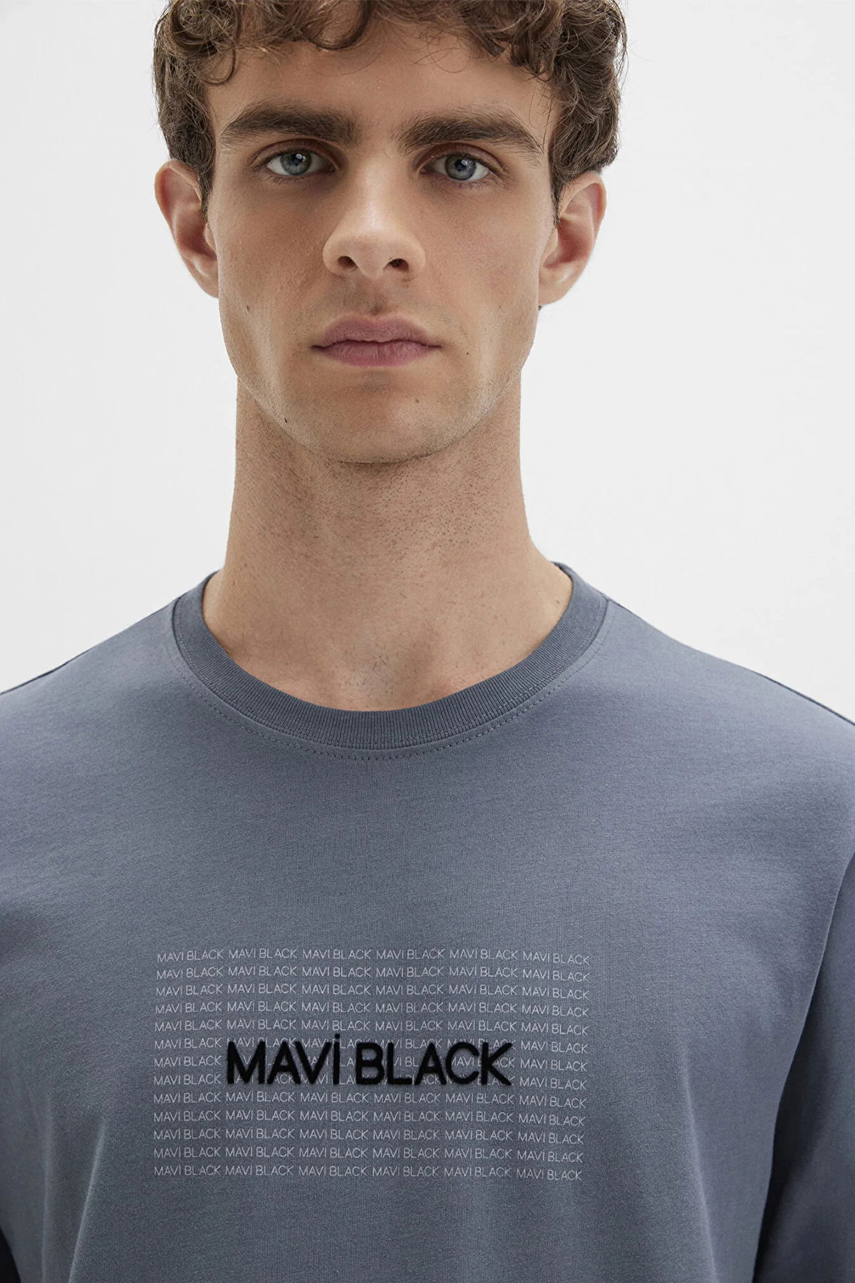 Mavi Erkek Baskılı T-Shirt M0613042 Koyu Mavi - 3
