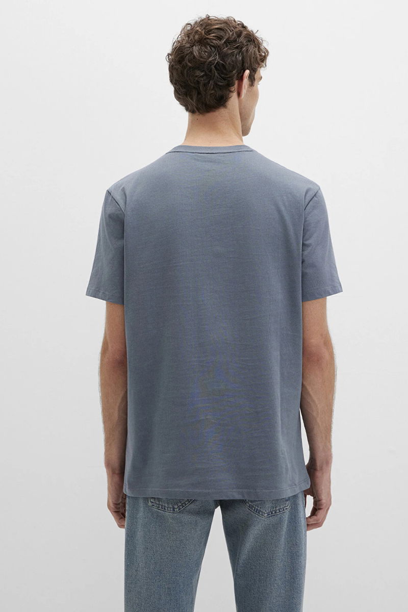 Mavi Erkek Baskılı T-Shirt M0613042 Koyu Mavi - 4