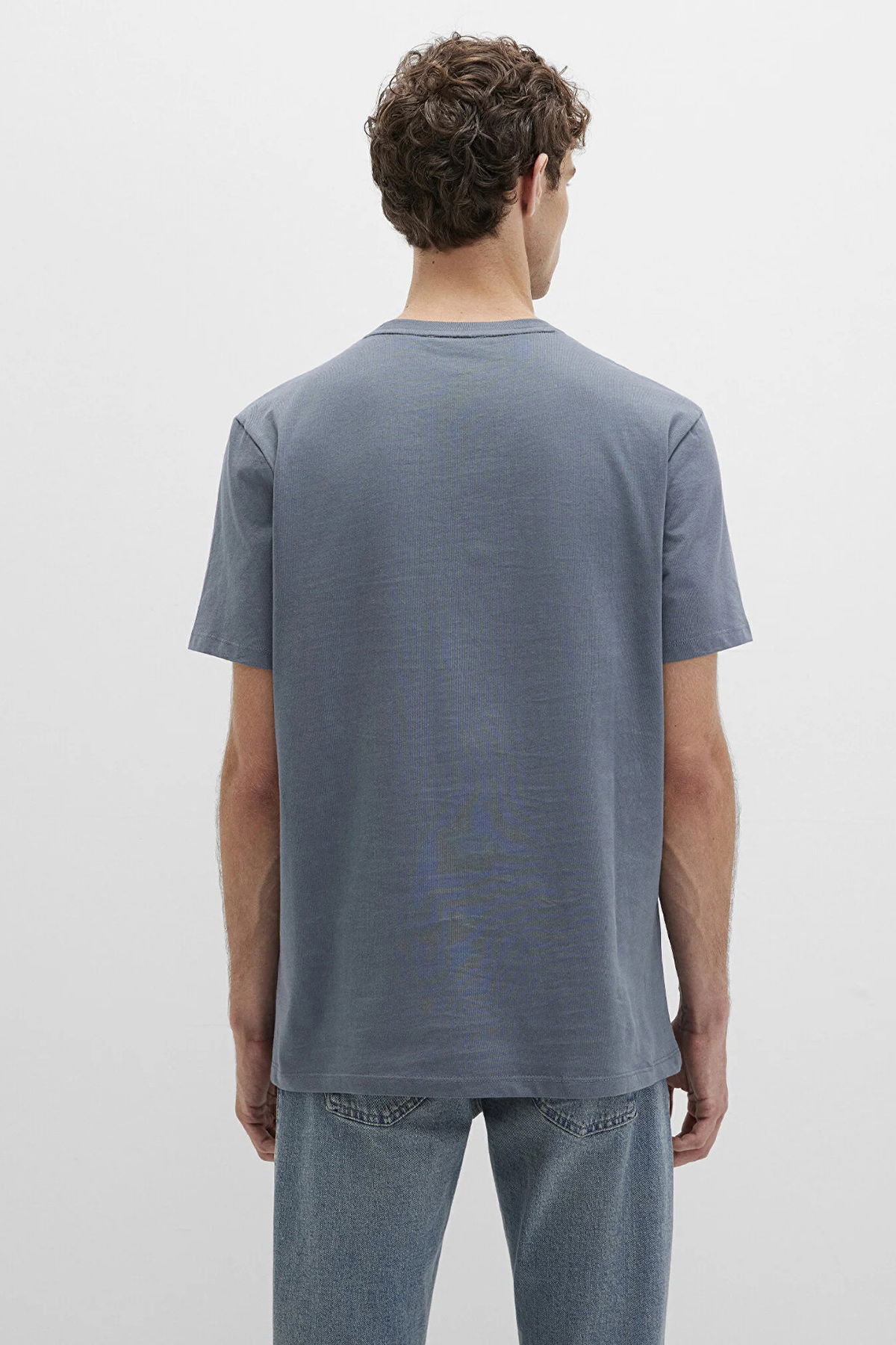 Mavi Erkek Baskılı T-Shirt M0613042 Koyu Mavi - 4