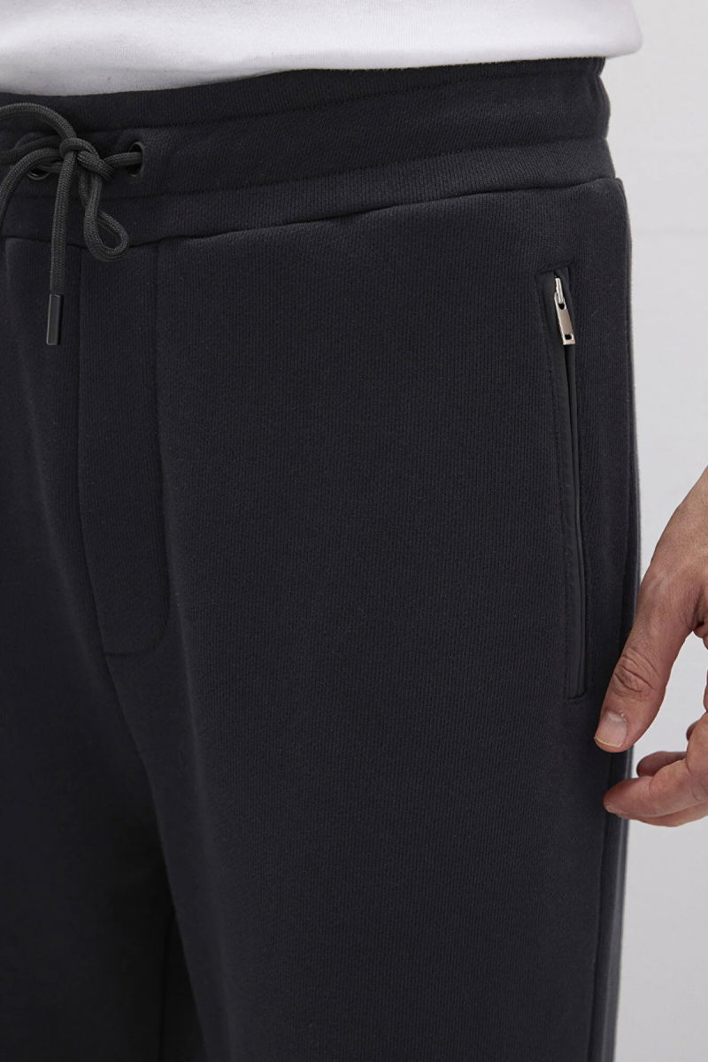 Mavi Erkek Belden Bağlamalı Düz Paça %100 Pamuk Eşofman Altı M0010523 Siyah - 3