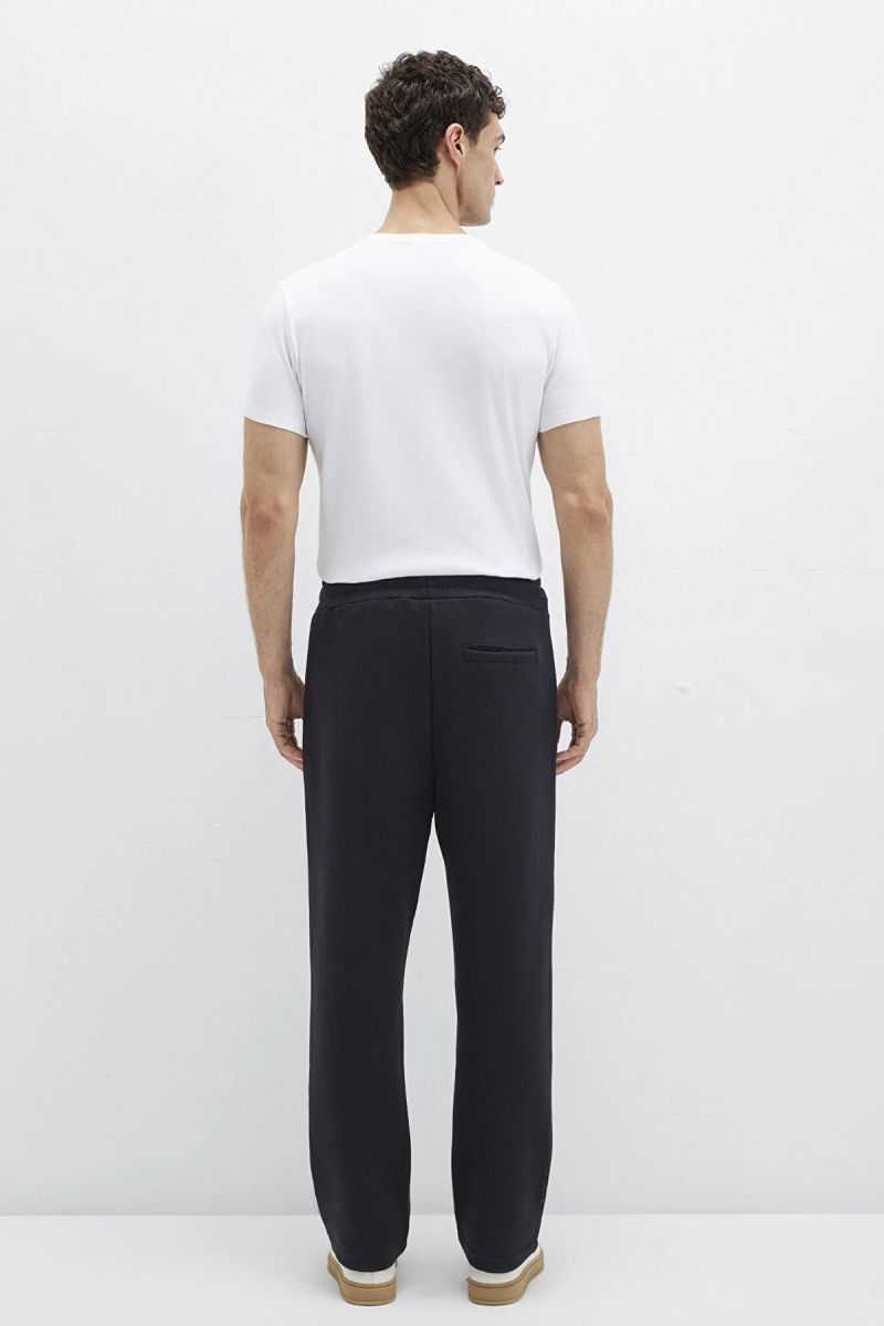 Mavi Erkek Belden Bağlamalı Düz Paça %100 Pamuk Eşofman Altı M0010523 Siyah - 4