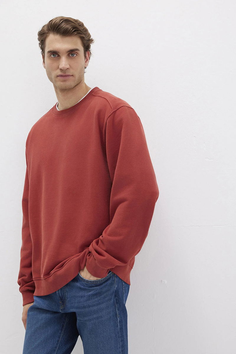 Mavi Erkek Bisiklet Yaka %100 Pamuk Sweatshirt M0S10482 Kiremit - Mavi