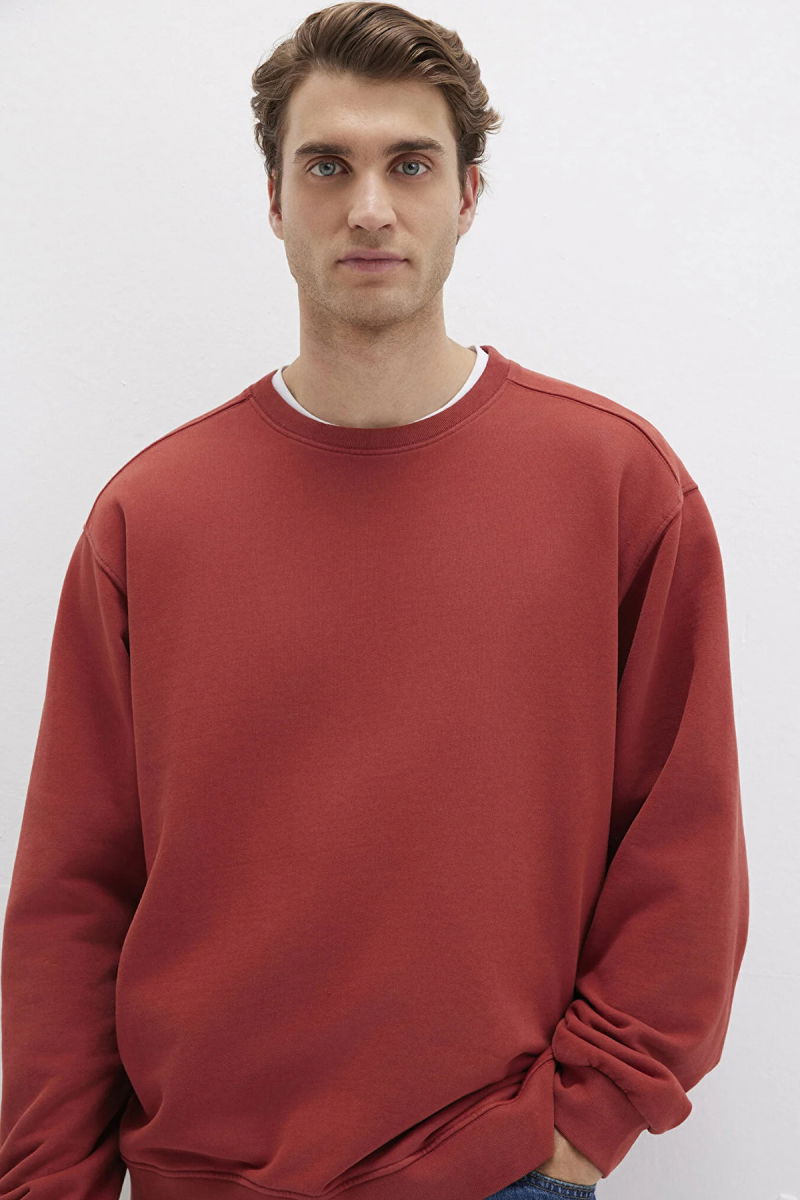 Mavi Erkek Bisiklet Yaka %100 Pamuk Sweatshirt M0S10482 Kiremit - 2