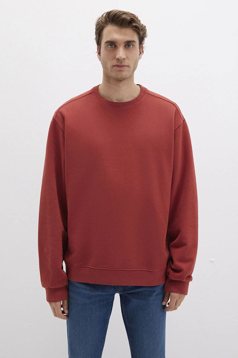 Mavi Erkek Bisiklet Yaka %100 Pamuk Sweatshirt M0S10482 Kiremit - 3