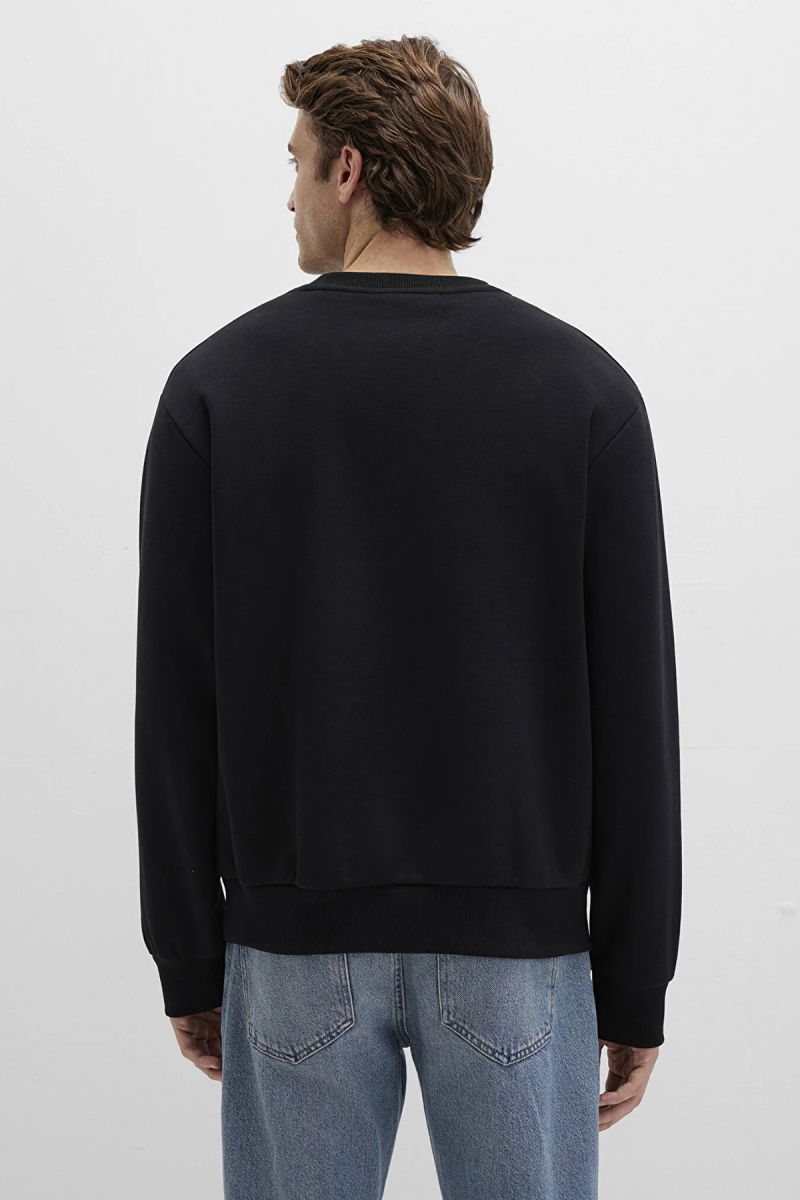 Mavi Erkek Bisiklet Yaka Basic Sweatshirt M0S10276-900 Siyah - 4