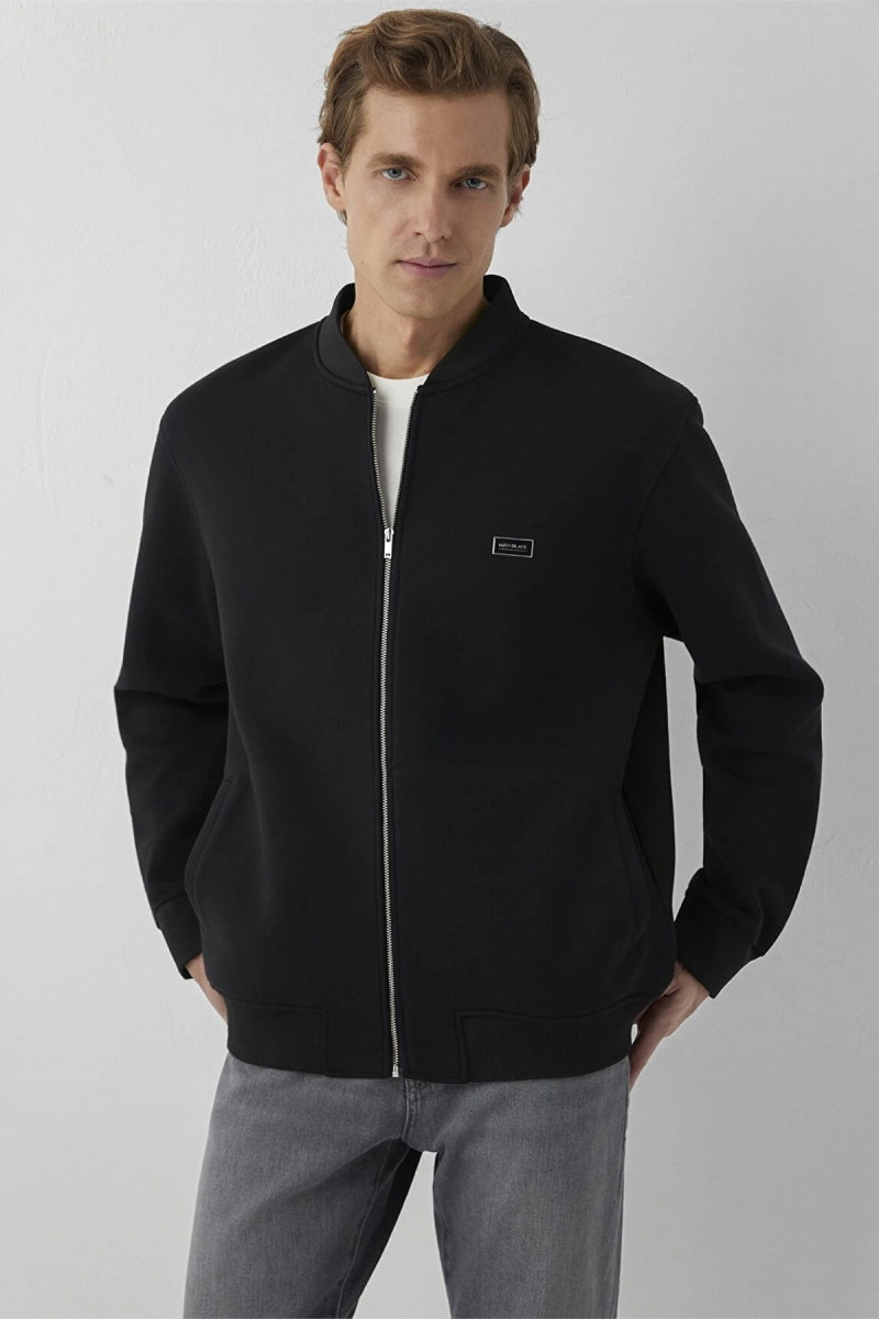 Mavi Erkek Black Fermuarlı Sweatshirt Siyah - Mavi