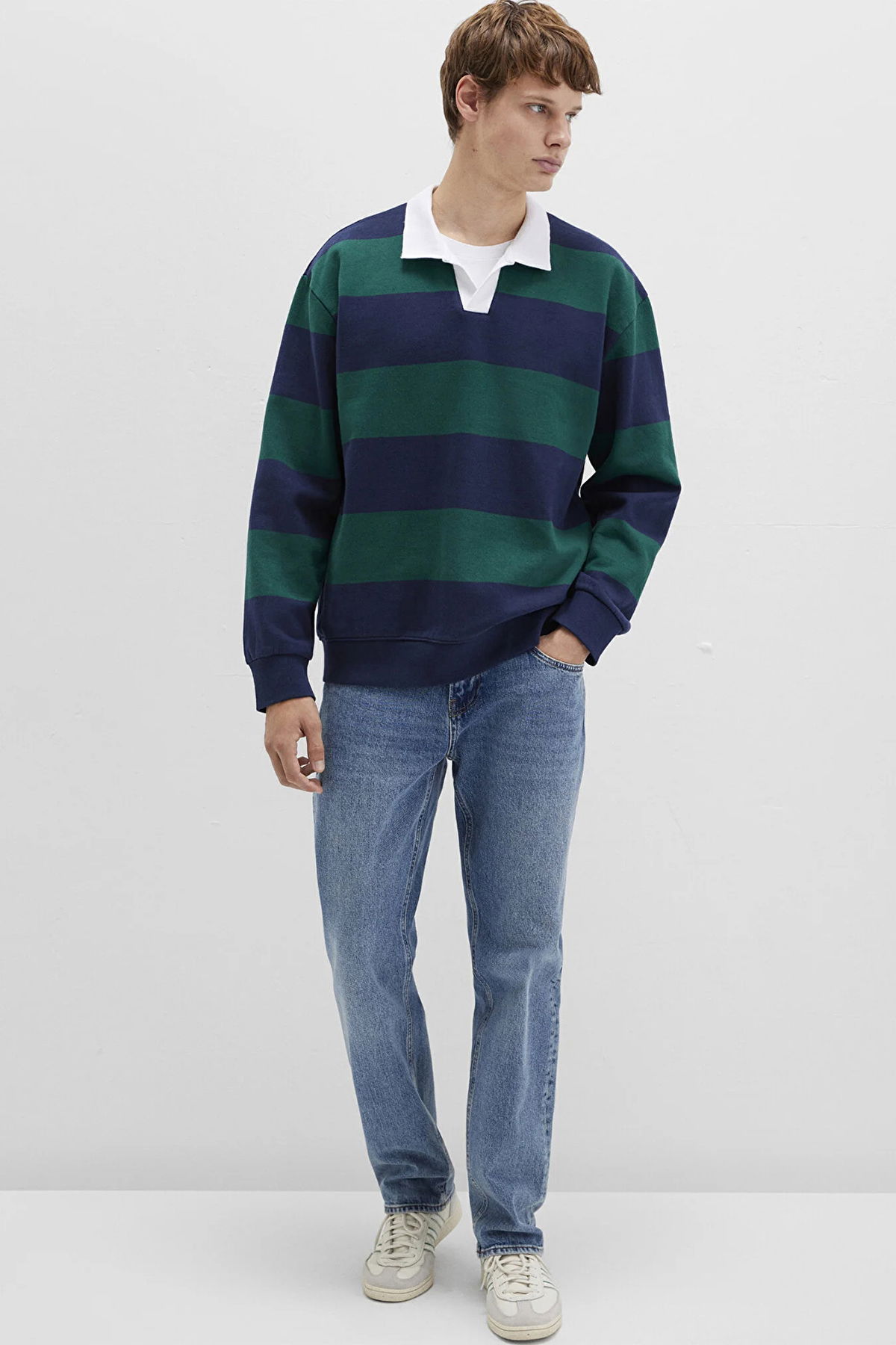 Mavi Erkek Blok Renkli Polo Yaka Sweatshirt M0S10491 Lacivert - 2