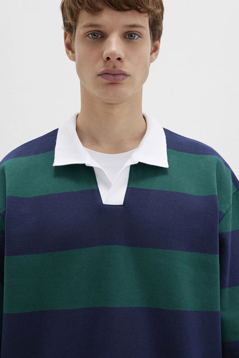 Mavi Erkek Blok Renkli Polo Yaka Sweatshirt M0S10491 Lacivert - 3