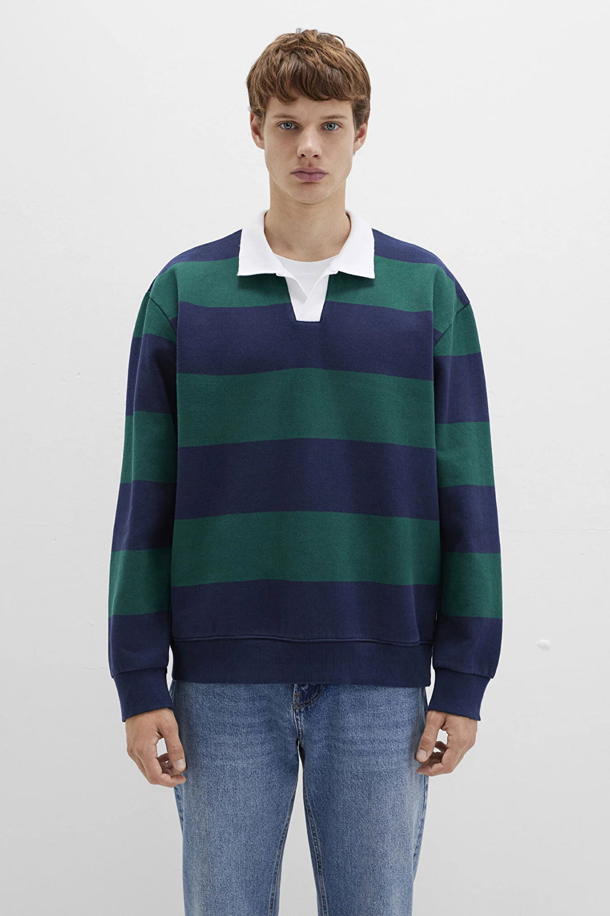 Mavi Erkek Blok Renkli Polo Yaka Sweatshirt M0S10491 Lacivert - 4