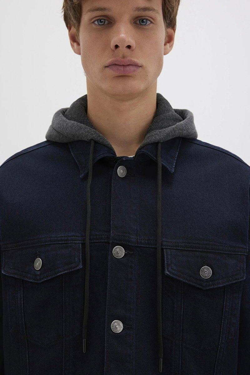 Mavi Erkek Brandon 90s Kapüşonlu Jean Ceket M0112808 Mürekkep Mavisi - 3