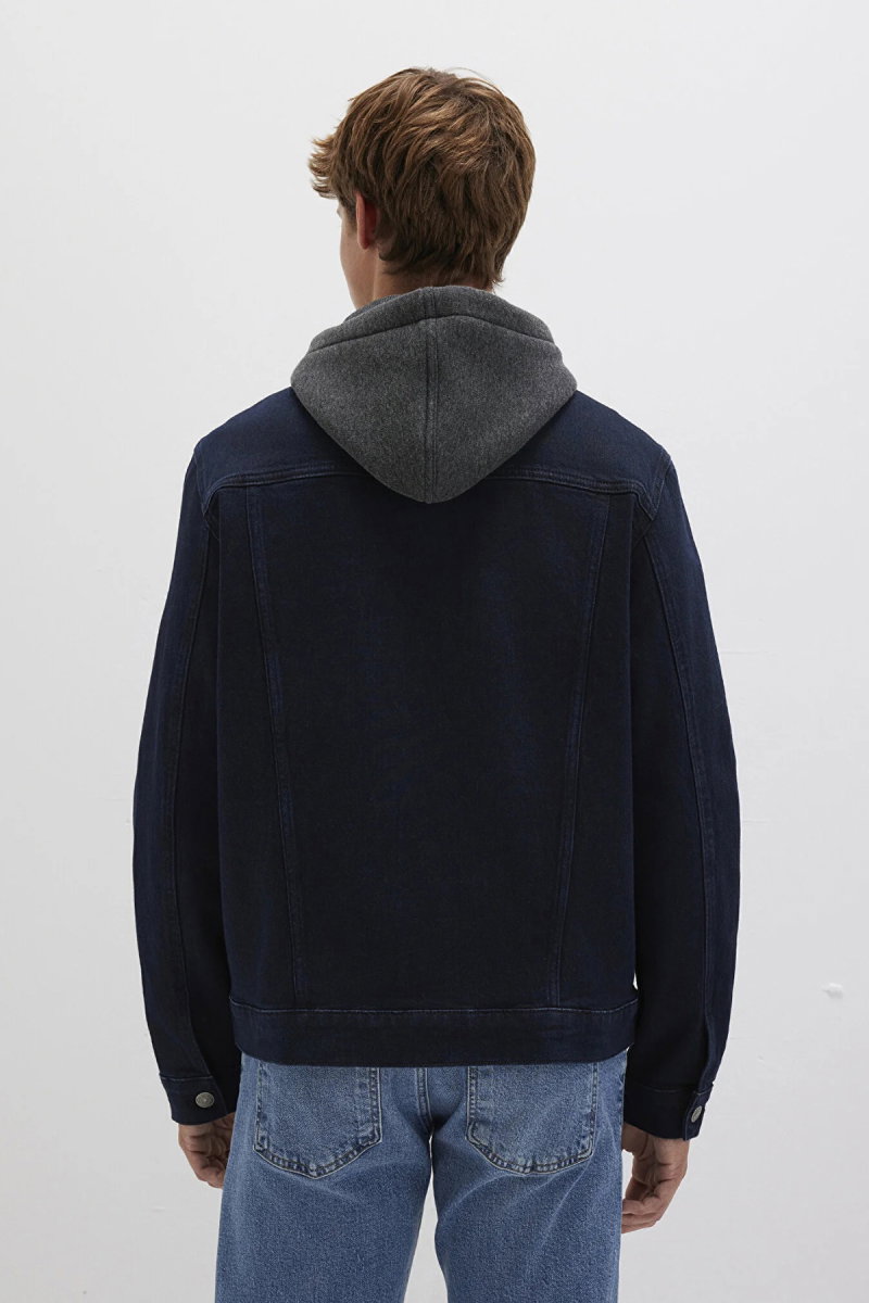 Mavi Erkek Brandon 90s Kapüşonlu Jean Ceket M0112808 Mürekkep Mavisi - 4