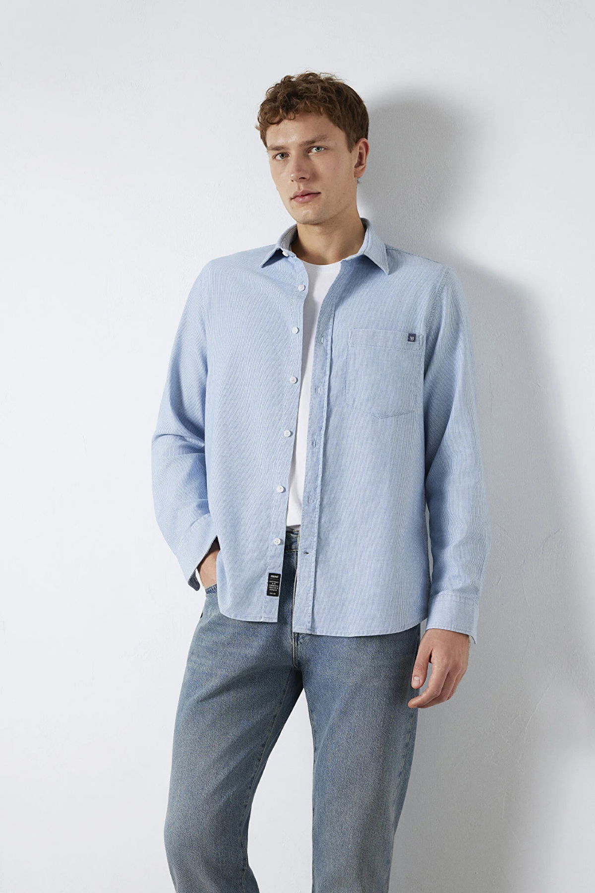Mavi Erkek Çizgili Gömlek M0211852 Indigo - 1