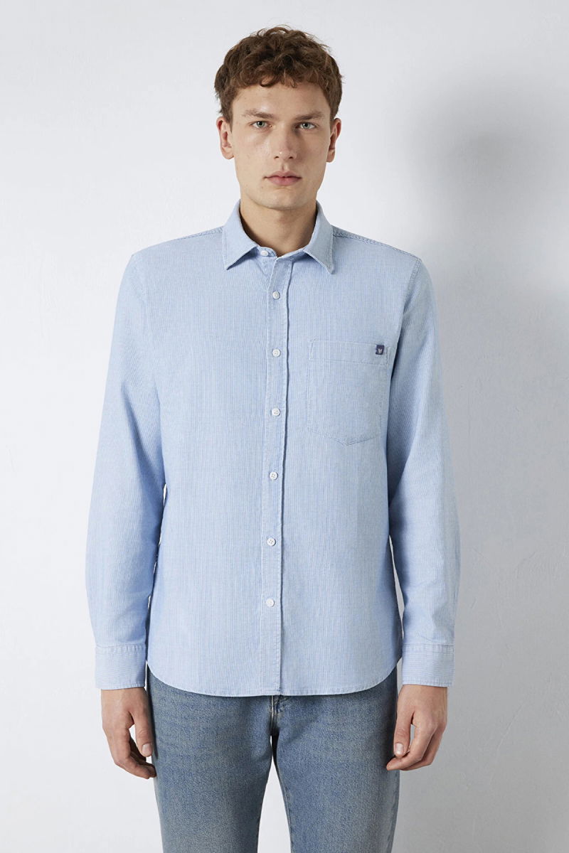 Mavi Erkek Çizgili Gömlek M0211852 Indigo - 3