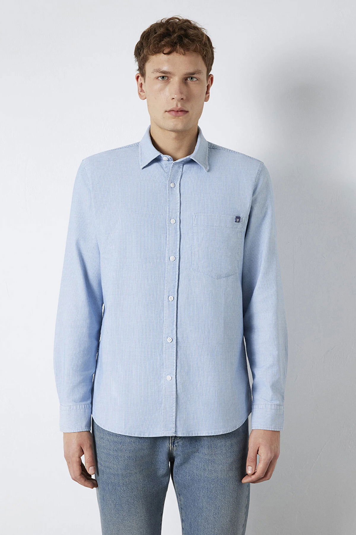 Mavi Erkek Çizgili Gömlek M0211852 Indigo - 3