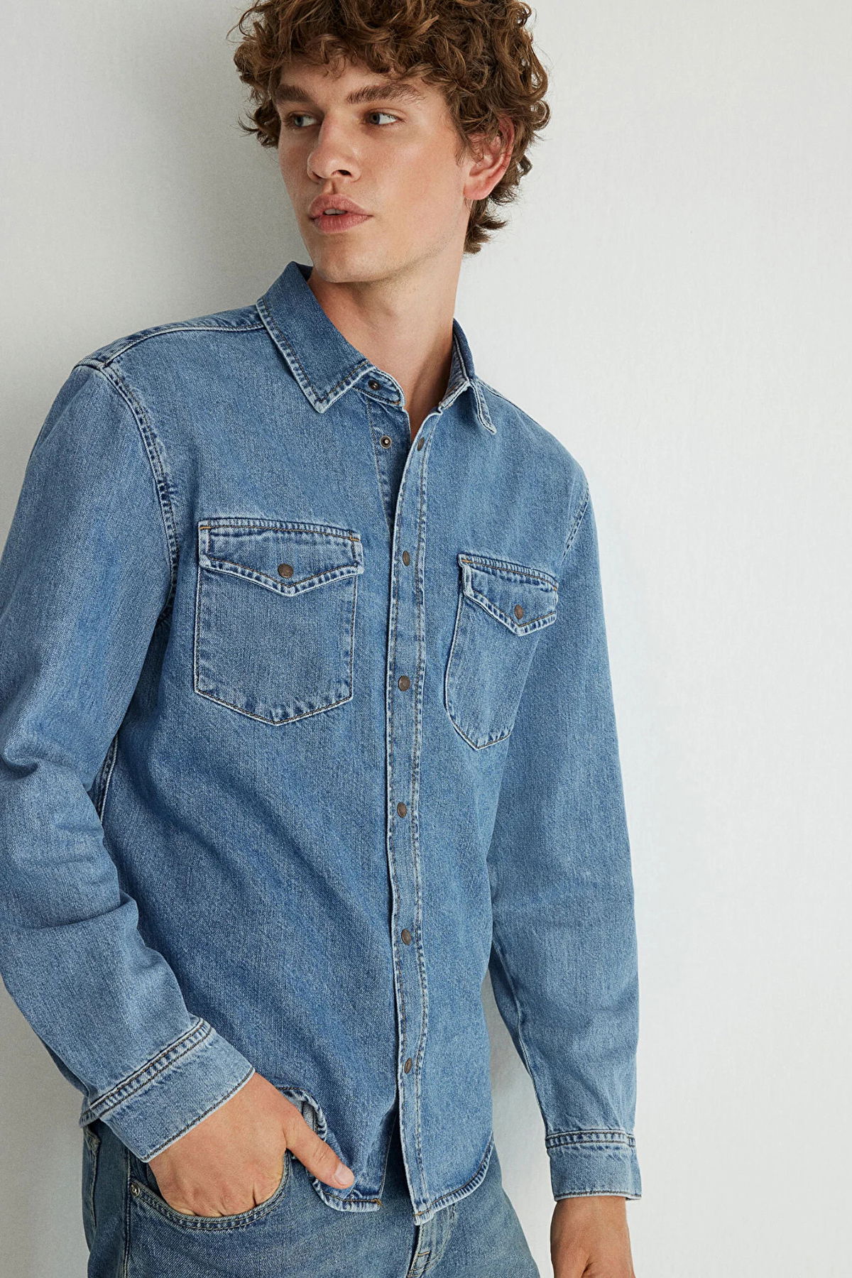 Mavi Erkek Denim Jean Gömlek M0210909 Mavi - 3