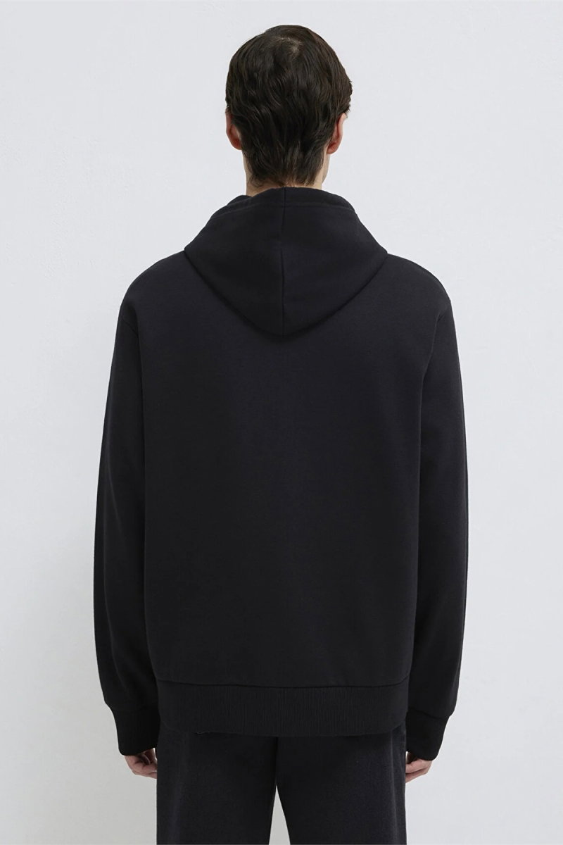 Mavi Erkek Kapüşonlu Fermuarlı Basic Sweatshirt Siyah - 5