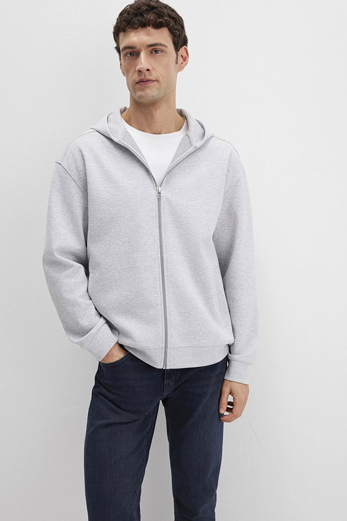 Mavi Erkek Kapüşonlu Fermuarlı Sweatshirt M0S10312 Gri - 1