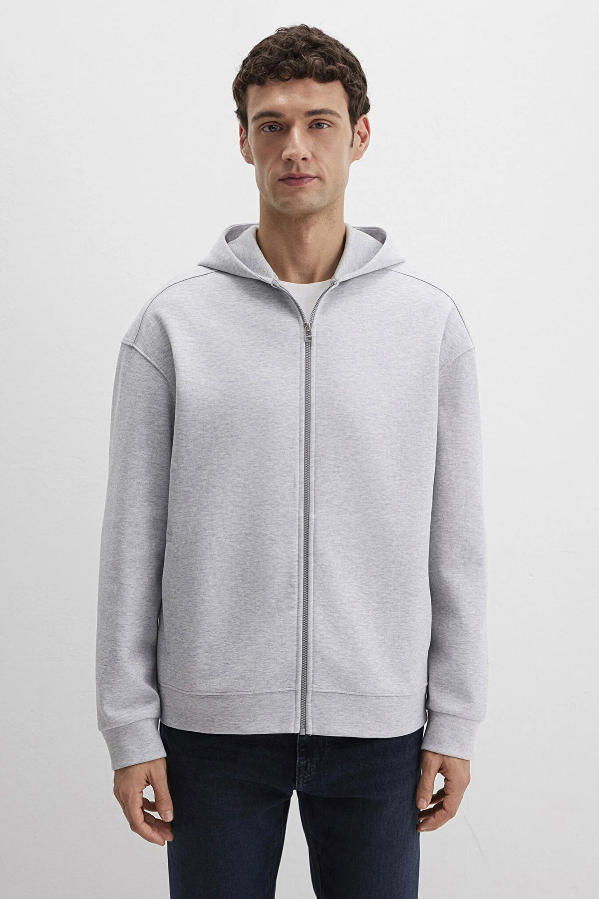 Mavi Erkek Kapüşonlu Fermuarlı Sweatshirt M0S10312 Gri - 3