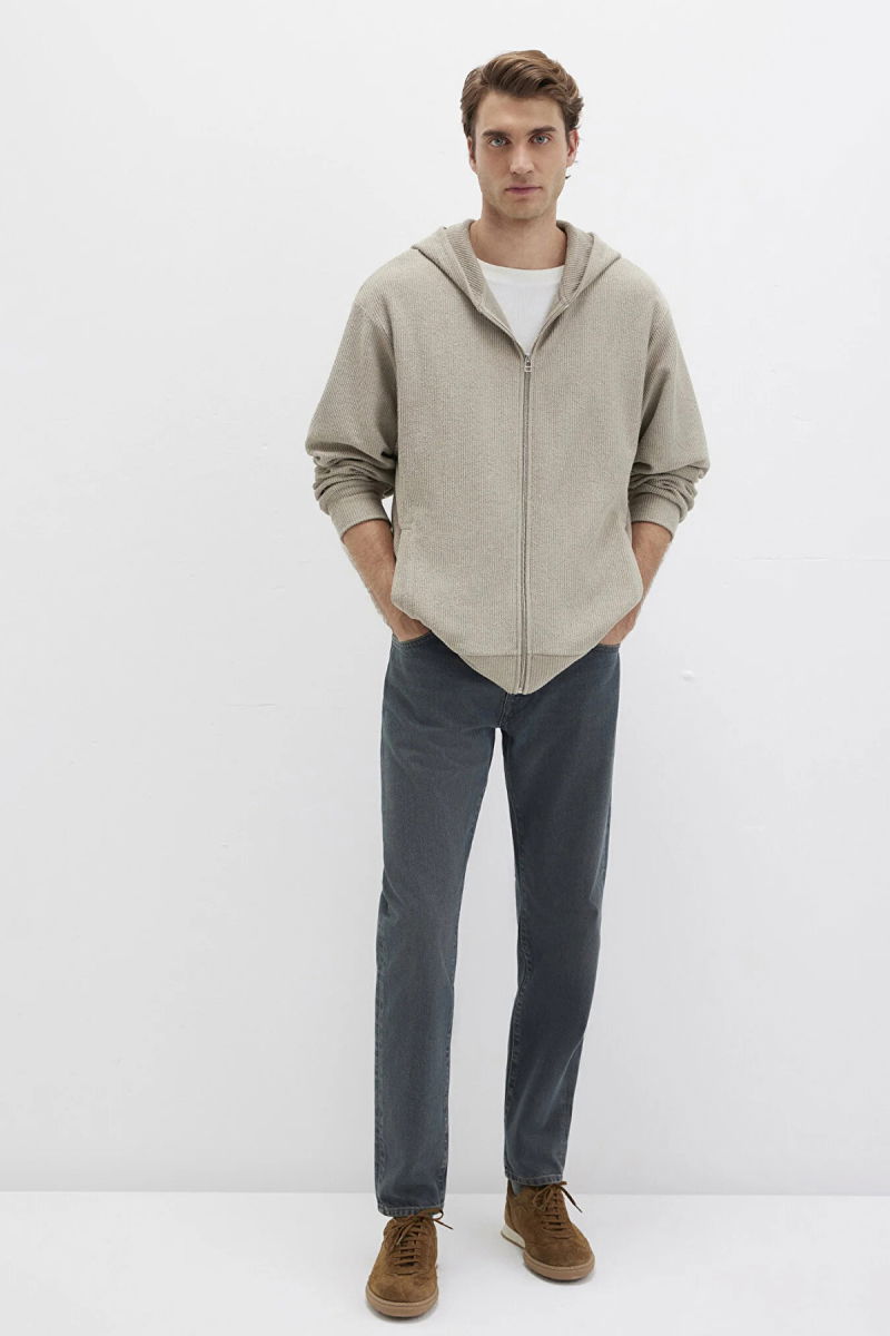 Mavi Erkek Kapüşonlu Fermuarlı Sweatshirt M0S10520 Sis Gri - 2