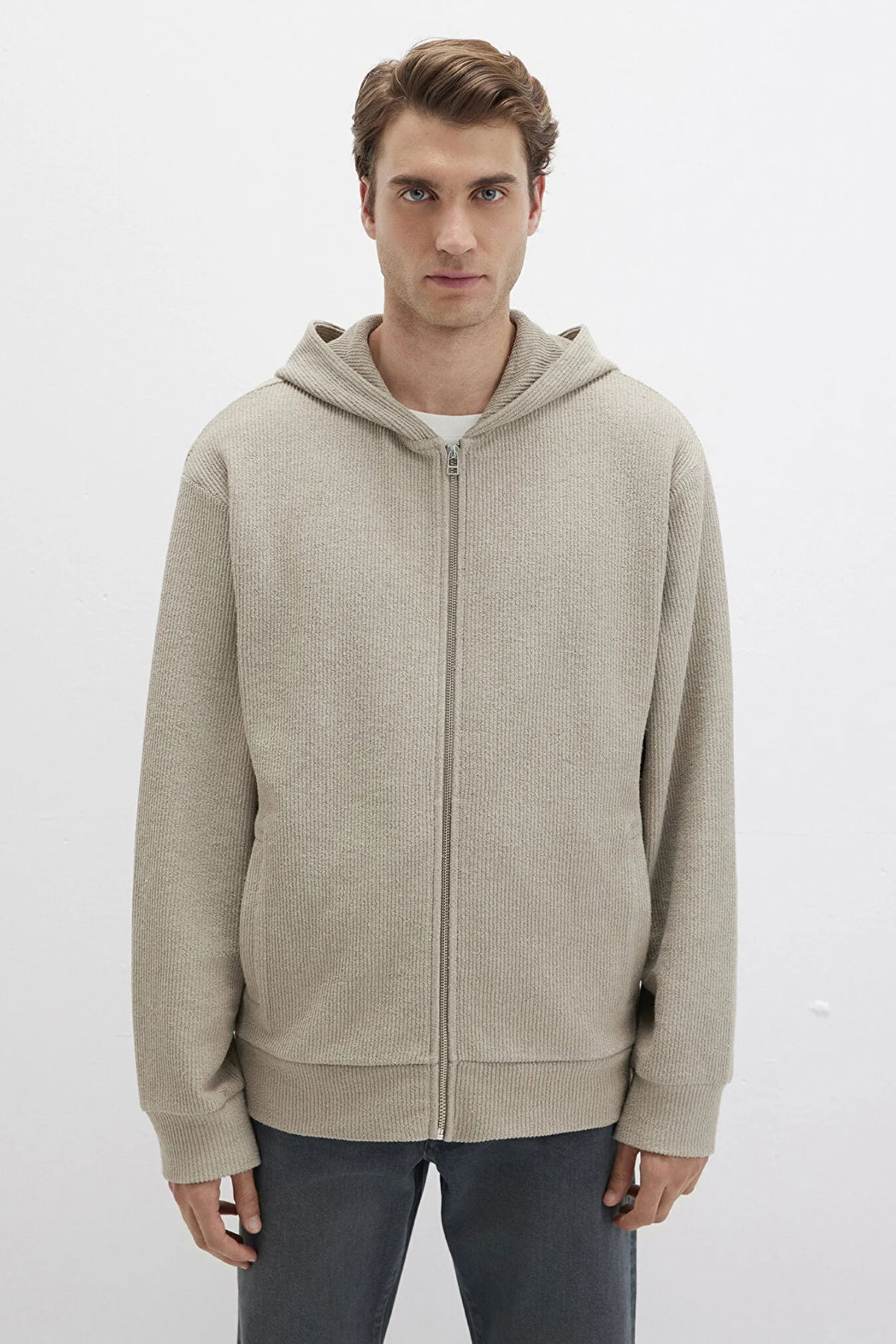 Mavi Erkek Kapüşonlu Fermuarlı Sweatshirt M0S10520 Sis Gri - 4