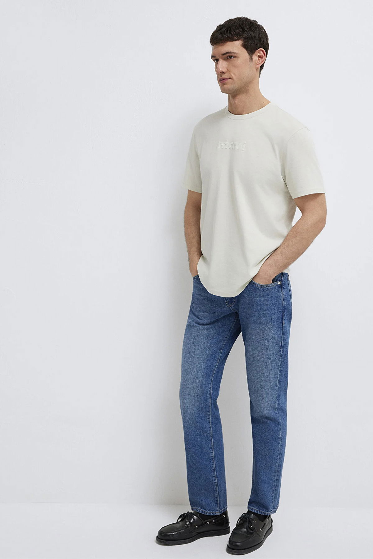 Mavi Erkek Logo Baskılı %100 Pamuk T-Shirt M0612732 Sis Gri - 2