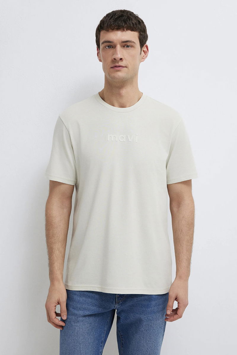 Mavi Erkek Logo Baskılı %100 Pamuk T-Shirt M0612732 Sis Gri - 4