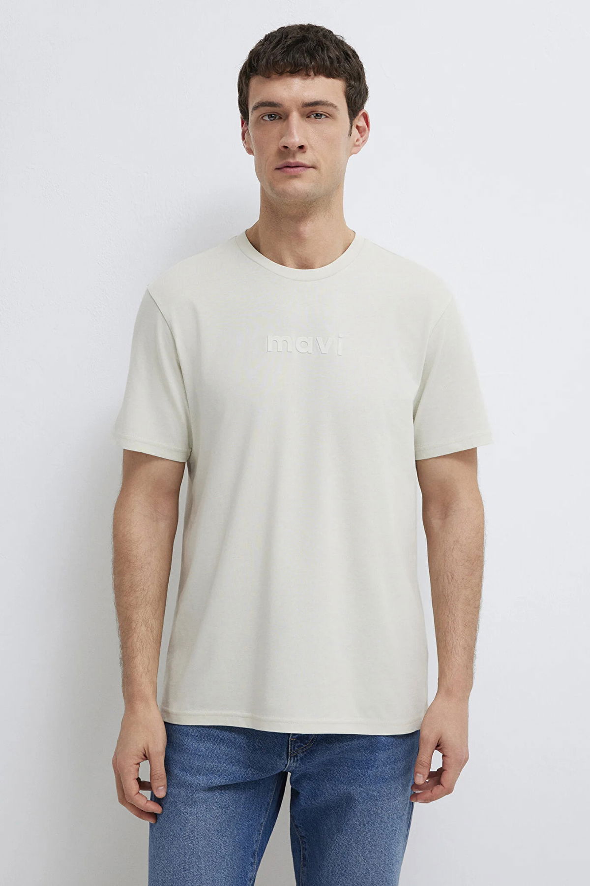 Mavi Erkek Logo Baskılı %100 Pamuk T-Shirt M0612732 Sis Gri - 4