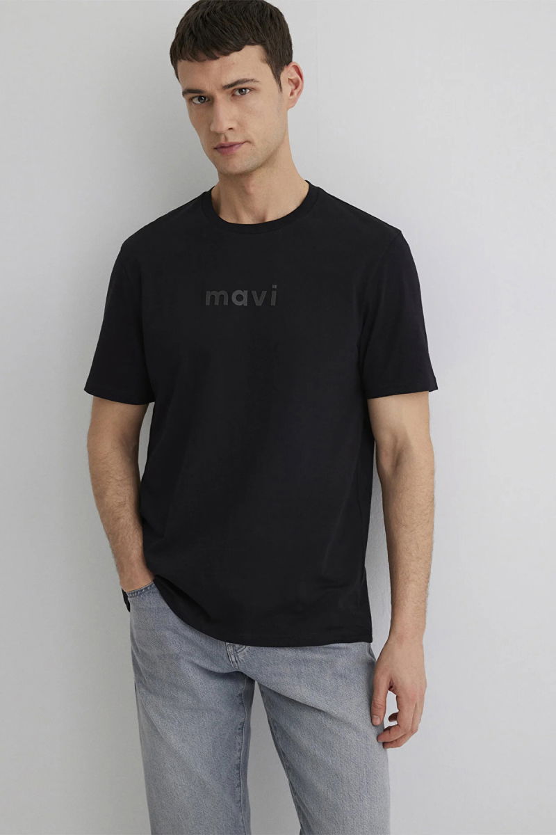 Mavi Erkek Logo Baskılı %100 Pamuk T-Shirt M0612732 Siyah - Mavi