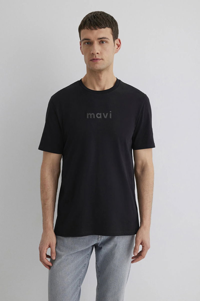 Mavi Erkek Logo Baskılı %100 Pamuk T-Shirt M0612732 Siyah - 3