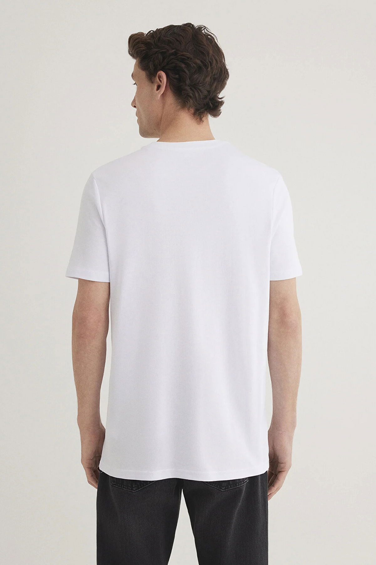 Mavi Erkek Logo Baskılı Bisiklet Yaka %100 Pamuk T-Shirt M0610360-620 Beyaz - 4