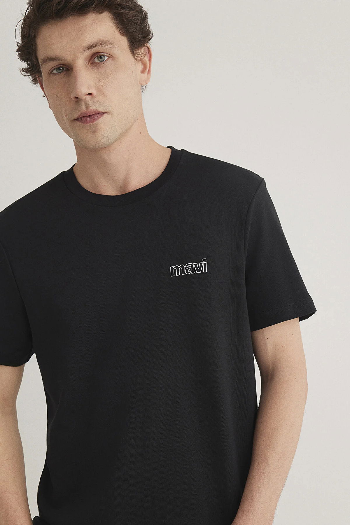Mavi Erkek Logo Baskılı Bisiklet Yaka %100 Pamuk T-Shirt M0610360-900 Siyah - 2