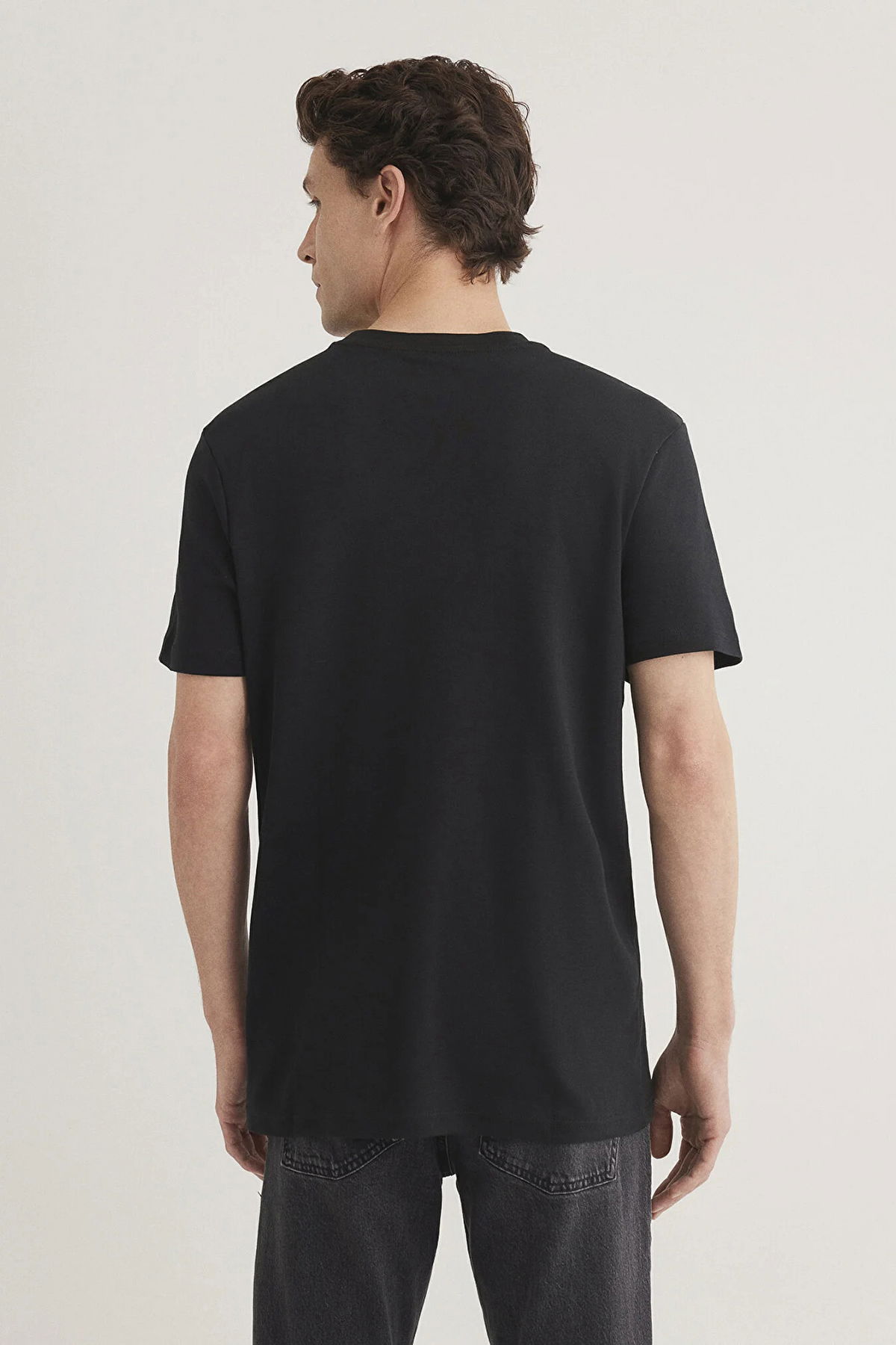 Mavi Erkek Logo Baskılı Bisiklet Yaka %100 Pamuk T-Shirt M0610360-900 Siyah - 4