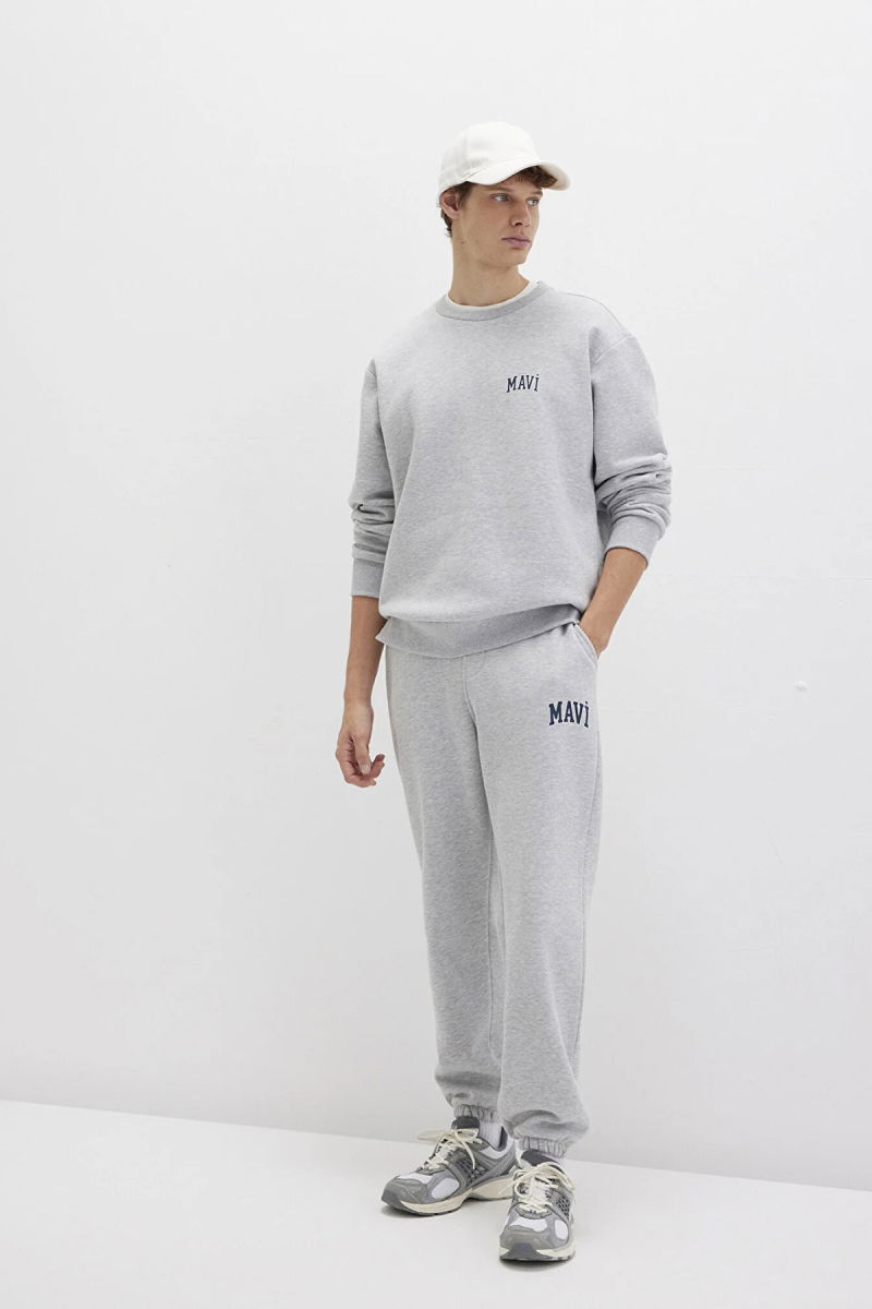 Mavi Erkek Logo Baskılı Eşofman Altı M0010207 Gri Melanj - 2