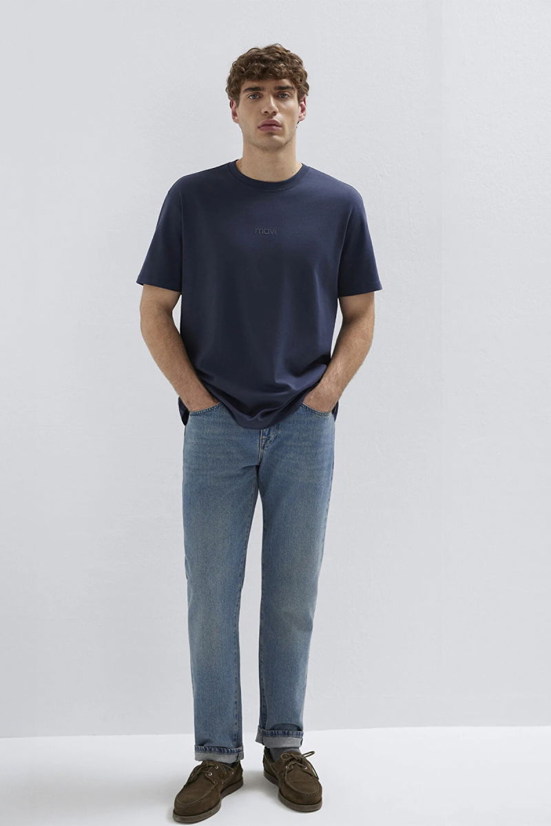 Mavi Erkek Logo Baskılı İnterlok T-Shirt M0613102 Gece Mavisi - 2