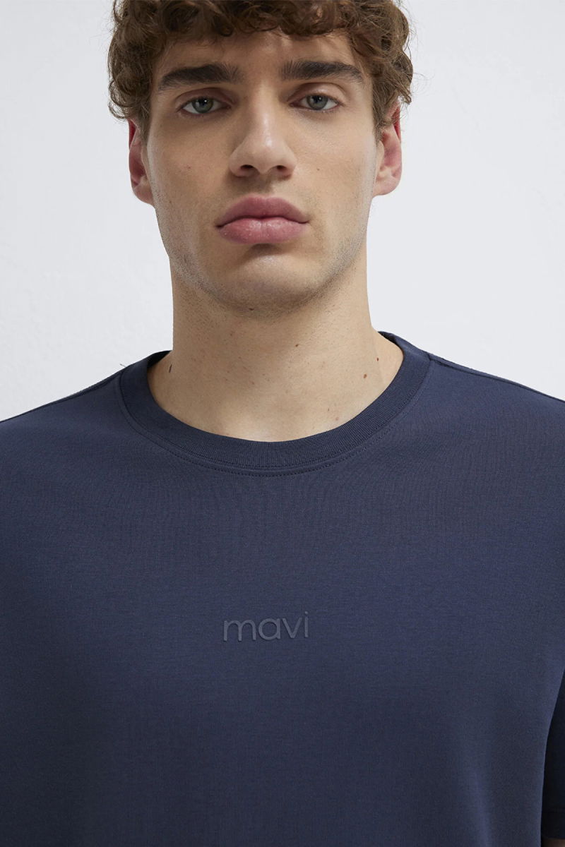 Mavi Erkek Logo Baskılı İnterlok T-Shirt M0613102 Gece Mavisi - 3