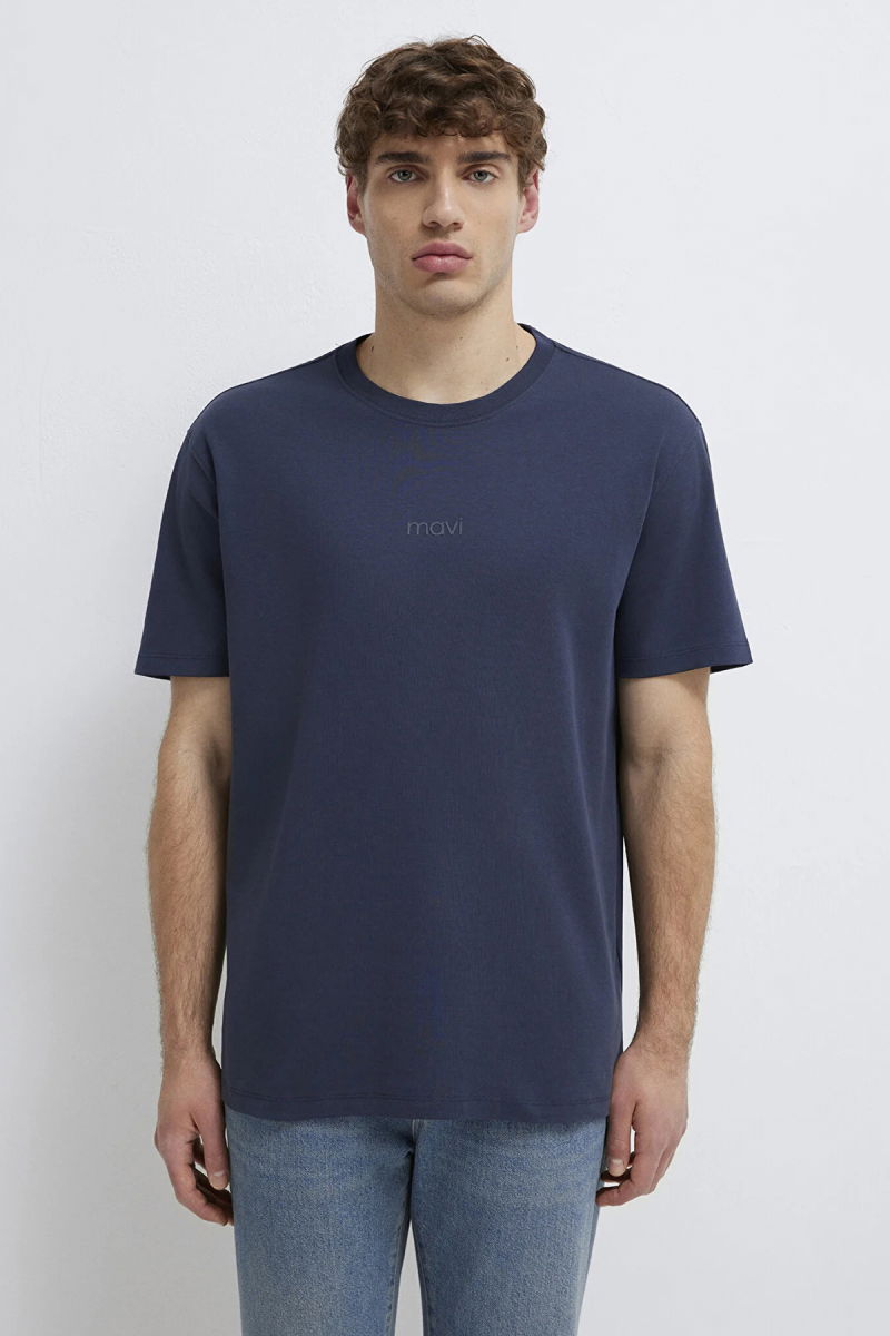 Mavi Erkek Logo Baskılı İnterlok T-Shirt M0613102 Gece Mavisi - 4