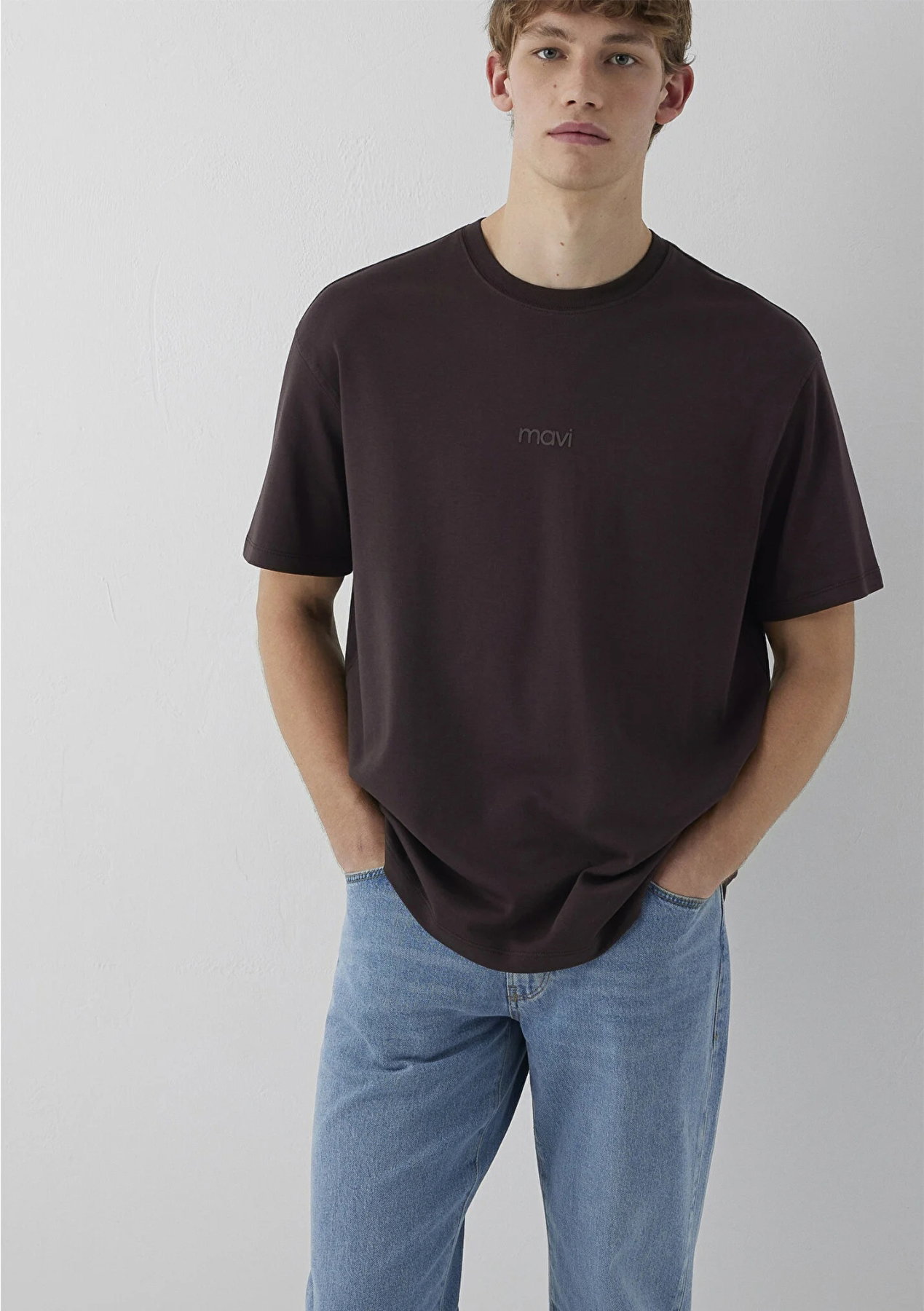 Mavi Erkek Logo Baskılı İnterlok T-Shirt M0613102 Kahverengi - 1